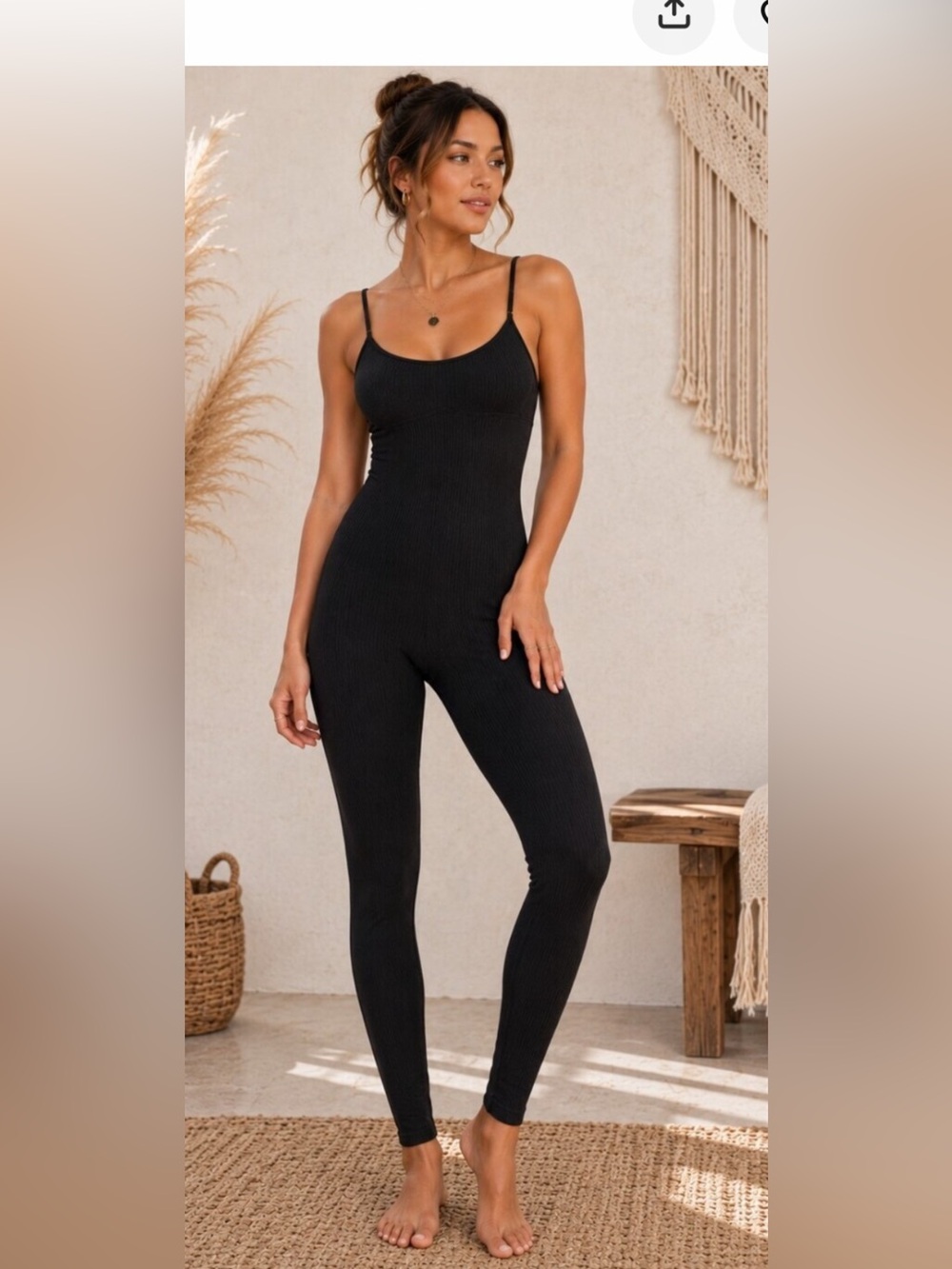 Black ribbed one piece Sleeveless bodysuit. Size small. Like new!